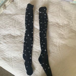 Women’s black and white Star knee socks NWOT